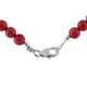 Red Coral Beads Necklace (Size 18) with Lobster Clasp in Rhodium Overlay Sterling Silver