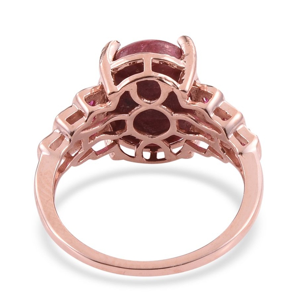 Norwegian Thulite (Ovl 6.75 Ct), Ruby Ring in Rose Gold Overlay Sterling Silver 7.250 Ct.