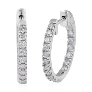 NY Close Out Deal - 10K White Gold Diamond (I1-I3/G-H) Hoop Earrings 1.00 Ct.