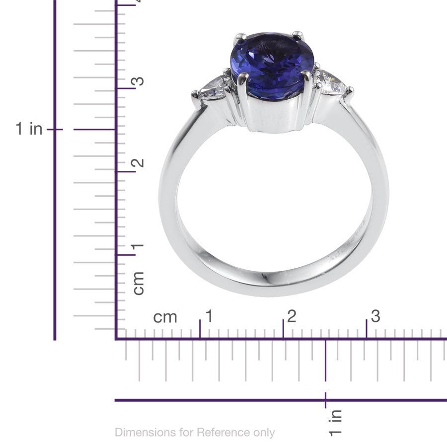 RHAPSODY 950 Platinum 3 Carat AAAA Tanzanite Oval, Diamond VS E-F Ring.