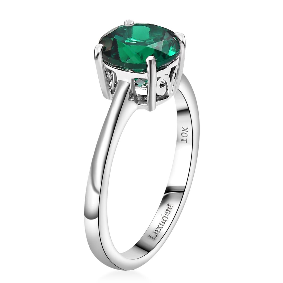 10K White Gold AAA Lab Grown Emerald Solitaire Ring, Gold Wt.3.02 Gms  1.635  Ct.