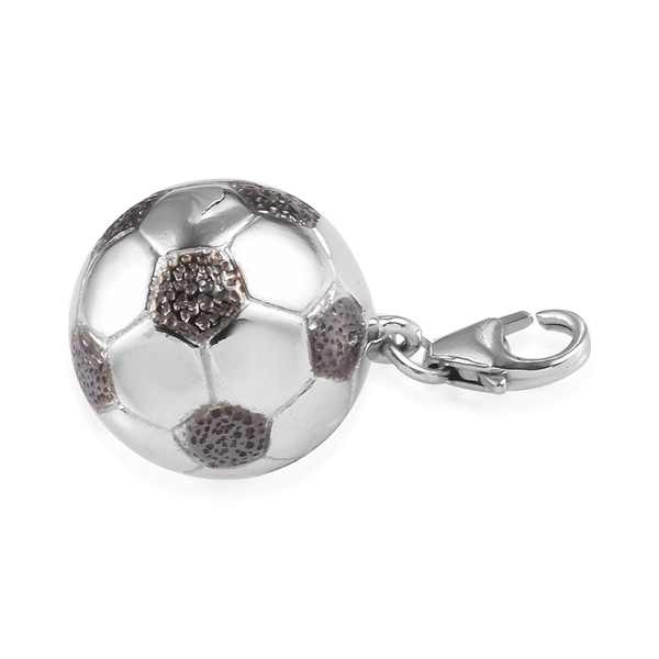 WEBEX- Platinum and Black Overlay Sterling Silver Football Charm, Silver wt 4.59 Gms