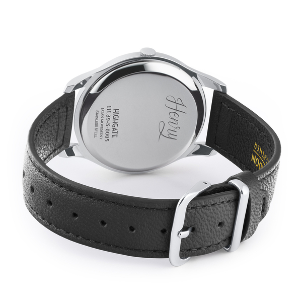 Henry London Highgate Unisex White Dial Watch with Black Lamb Leather Strap