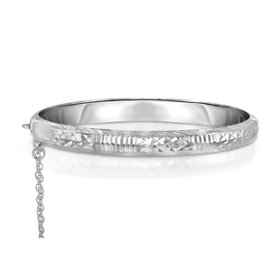NY Close Out Sterling Silver Diamond Cut Bangle (Size 7), Silver Wt. 9.00 Gms