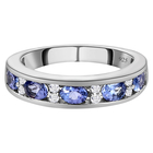 Tanzanite and Natural Cambodian Zircon Half Eternity Ring (Size S) in Platinum Overlay Sterling Silver 1.14 C