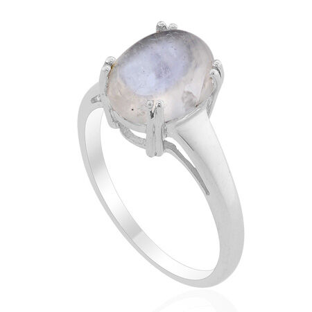 Platinum Overlay Sterling Silver Sri Lankan Rainbow Moonstone Ring   2.000  Ct.
