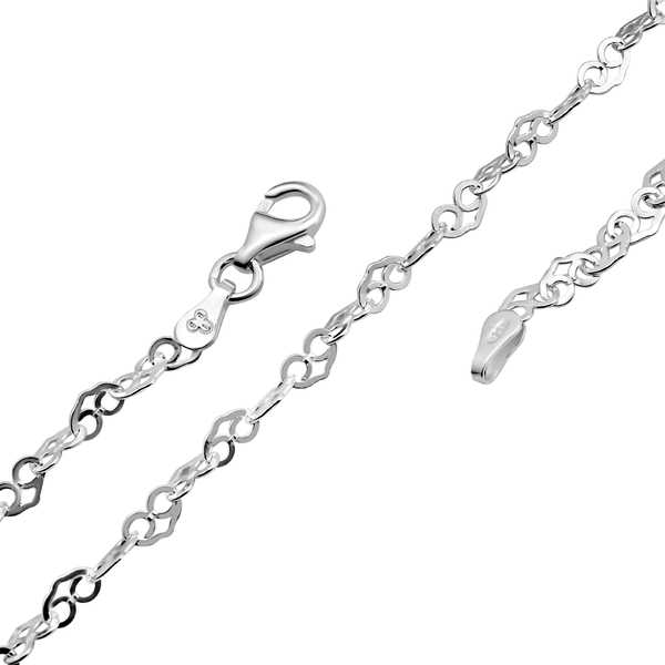 Sterling Silver Heart Link Chain (Size 16) with Lobster Clasp, Silver wt 3.50 Gms