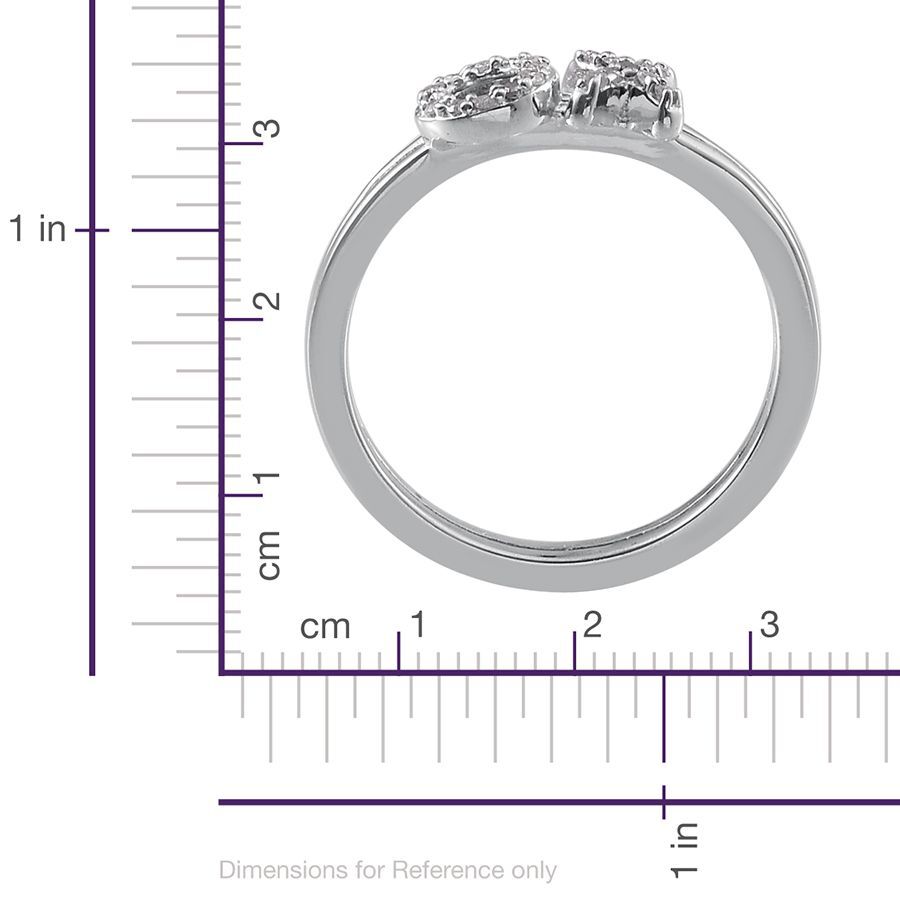 Diamond (Rnd) XO Ring in Platinum Overlay Sterling Silver 0.100 Ct.