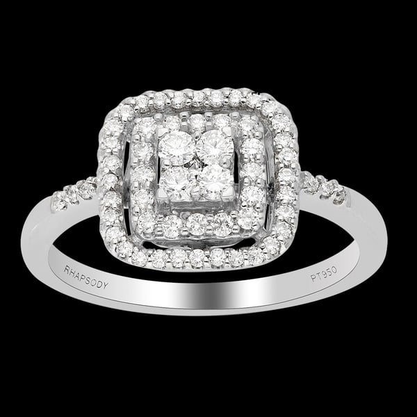 RHAPSODY 950 Platinum IGI Certified Diamond (VS/E-F) Ring 0.50 Ct, Platinum Wt. 5.36 Gms