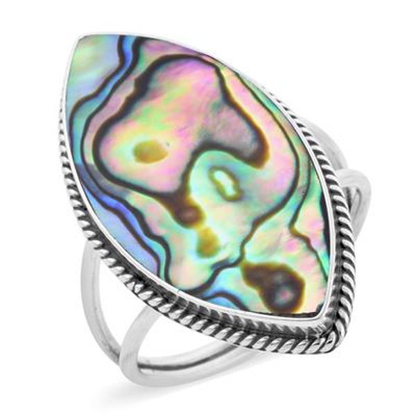 Royal Bali Collection - Abalone Shell Ring in Sterling Silver, Silver wt. 4.07 Gms