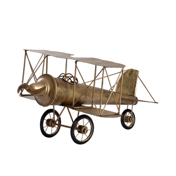 Home Decor - Golden Colour Handmade Aeroplane with Two Fins
