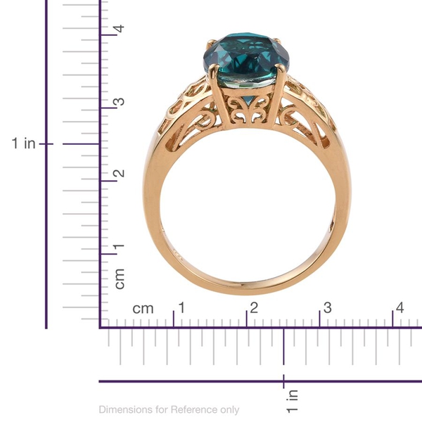 Capri Blue Quartz (Ovl) Solitaire Ring in 14K Gold Overlay Sterling Silver 5.250 Ct.