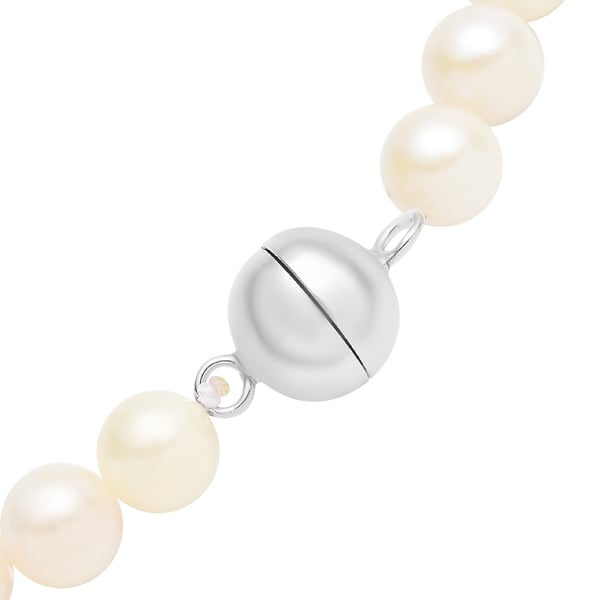 Japanese Akoya Pearl Beads Necklace (Size - 20) in Rhodium Overlay Sterling Silver