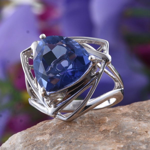 Colour Change Fluorite (Trl) Solitaire Ring in Platinum Overlay Sterling Silver 6.500 Ct.