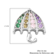 Simulated Multi Colour Gemstone Umbrella Pendant in Rhodium Overlay Sterling Silver