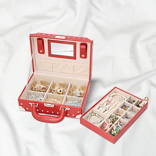 Grace Collection - Briefcase Design Lizard Skin Pattern Two Layer Anti-Tarnish Jewellery Storage Box