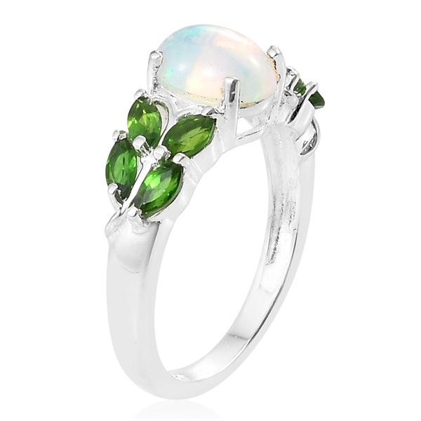 Ethiopian Welo Opal (Ovl), Chrome Diopside Ring in Sterling Silver 1.500 Ct.