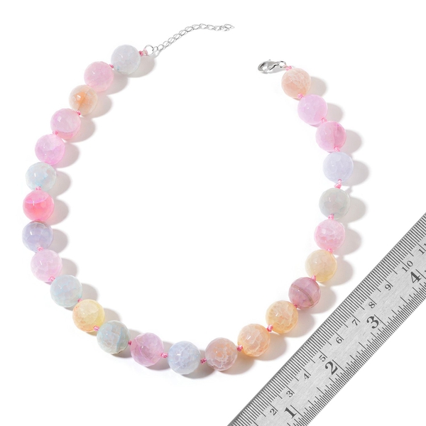 Multi Agate Enhanced Necklace (Size 18) in Rhodium Plated Sterling Silver 645.000 Ct.