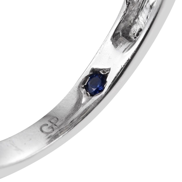GP Citrine (Kite), Boi Ploi Black Spinel and Kanchanaburi Blue Sapphire Ring in Platinum Overlay Sterling Silver 4.250 Ct.