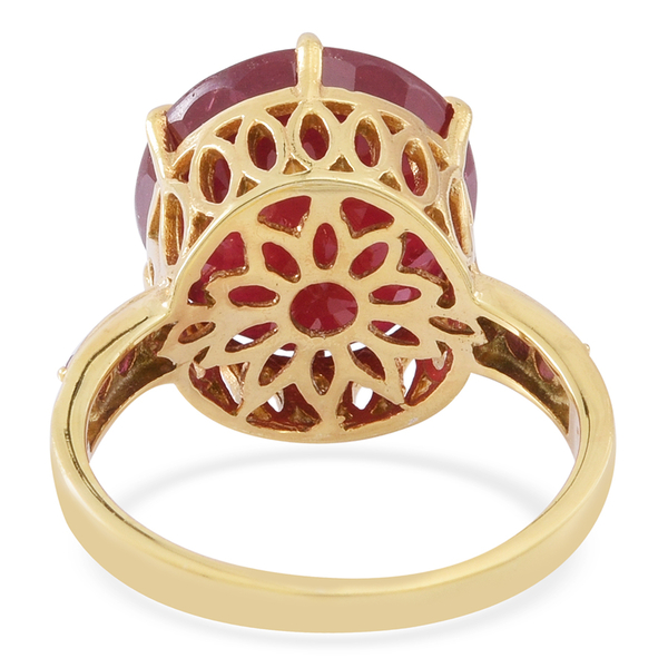 African Ruby (Rnd), Ruby Ring in 14K Gold Overlay Sterling Silver 15.000 Ct.