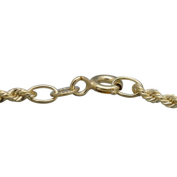 9K Yellow Gold Hollow Rope and Ball Bracelet (Size 7), Gold wt 1.60 Gms