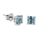 Ratanakiri Blue Zircon Asscher Cut Stud Earrings (with Push Back) in Platinum Overlay Sterling Silver 1.92 Ct.