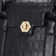 Croc Embossed Pattern Tote Bag with Shoulder Strap (Size 32x27x13Cm) - Black