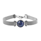 Lapis Lazuli and White Austrian Crystal Bracelet (Size - 7.5 with 2 inch Extender) in Stainless Stee