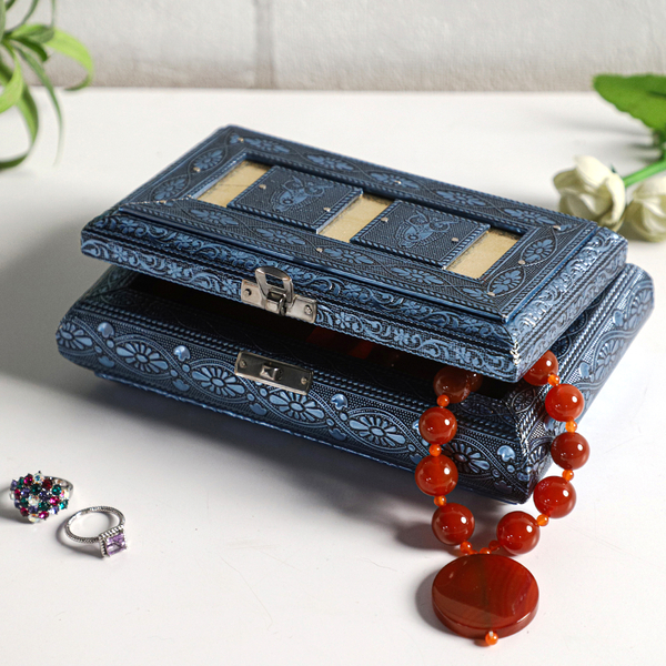 Handcrafted Ring Storage Box (Size 19.7x12x4.7 cm) - Blue