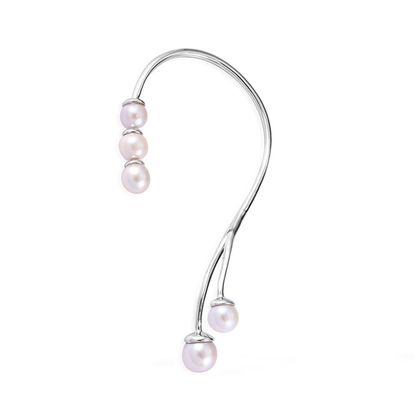 Japanese Akoya Pearl (Rnd) Ear Cuff in Platinum Overlay Sterling Silver 9.000 Ct.