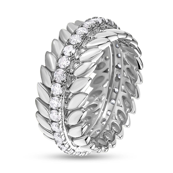 TJC Launch - Moissanite Wreath Band Ring in Platinum Overlay Sterling Silver