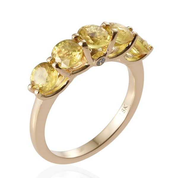 ILIANA 18K Yellow Gold AAA Chanthaburi Yellow Sapphire (Rnd), Diamond (SI/ G-H) Ring 2.600 Ct.