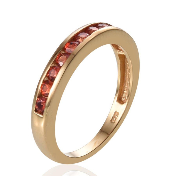 Red Sapphire (Rnd) Half Eternity Band Ring in 14K Gold Overlay Sterling Silver 1.000 Ct.