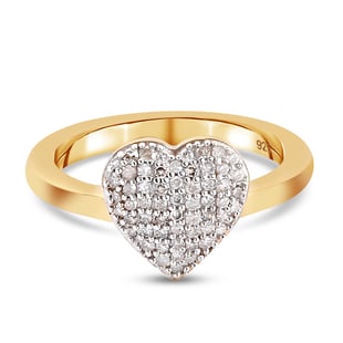 Diamond Heart Ring in 14K Gold Overlay Sterling Silver 0.30 Ct.