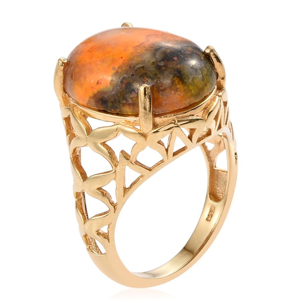 Bumble Bee Jasper (Ovl) Ring in 14K Gold Overlay Sterling Silver 13.000 Ct.