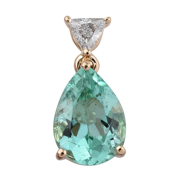 ILIANA 18K Yellow Gold Colombian Emerald (Pear 2.35 Ct), Diamond (SI G-H) Pendant 2.500 Ct.