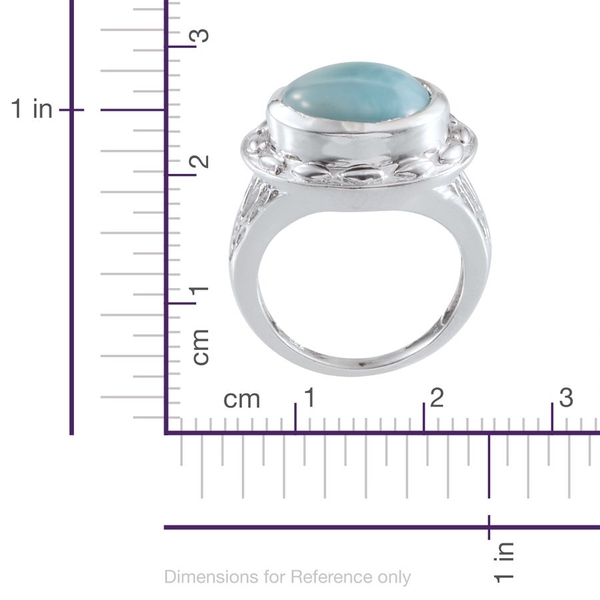 Larimar (Rnd) Solitaire Ring in Platinum Overlay Sterling Silver 6.250 Ct.