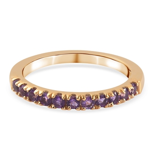 Amethyst Half Eternity Ring in 14K Yellow Gold Overlay Sterling Silver