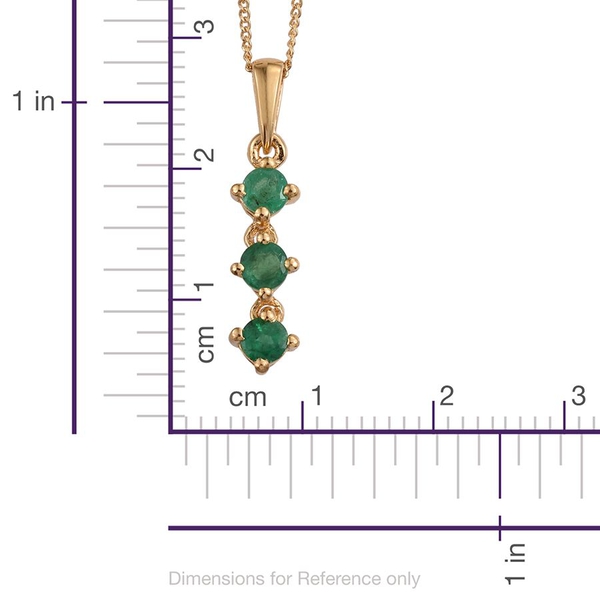 Brazilian Emerald (Rnd) Trilogy Pendant With Chain in 14K Gold Overlay Sterling Silver 0.500 Ct.