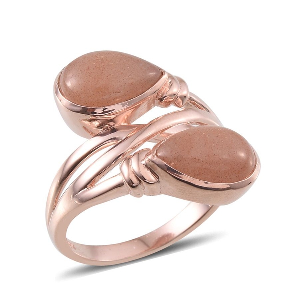 Morogoro Peach Sunstone (Pear) Ring in Rose Gold Overlay Sterling Silver 5.500 Ct.