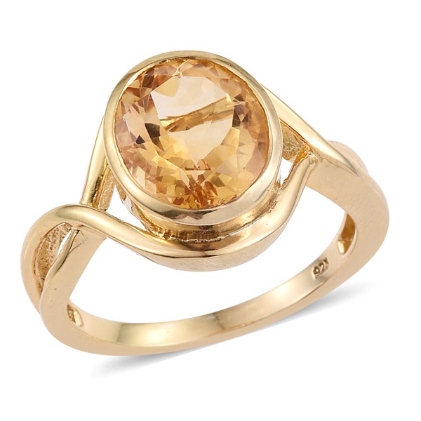 Citrine (Ovl) Solitaire Ring in 14K Gold Overlay Sterling Silver 4.250 Ct.