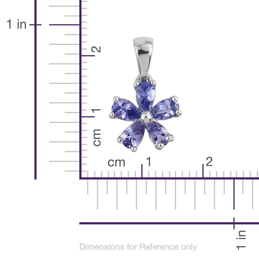 Tanzanite (Pear) Floral Pendant and Floral Stud Earrings (with Push Back) in Platinum Overlay Sterling Silver 2.500 Ct.