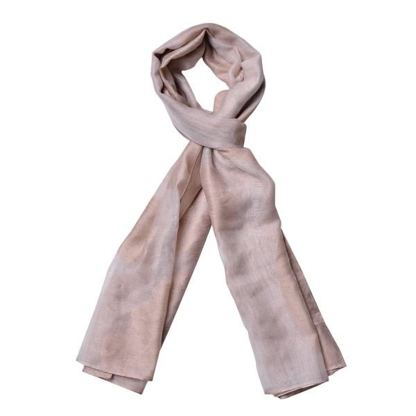 Floral Pattern Chocolate and White Colour Scarf ( Size 180x80 Cm)