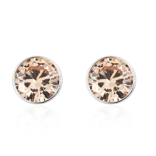 ELANZA Simulated Morganite Stud Solitaire Earrings in Sterling Silver