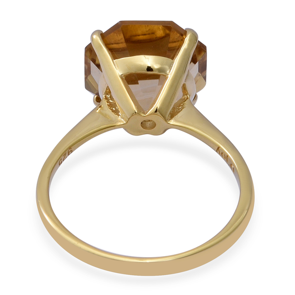 OCTILLION CUT Citrine Solitaire Ring in Yellow Gold Overlay Sterling Silver 6.69 Ct.