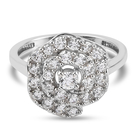 Lustro Stella Platinum Overlay Sterling Silver Ring (Size N) Made with Finest CZ 1.35 Ct.