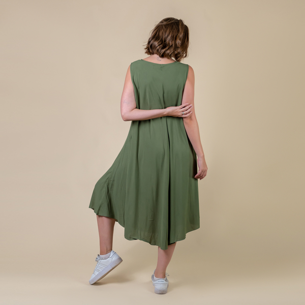 TAMSY 100% Viscose Womens Print Dress (Size:60x105Cm) - Green