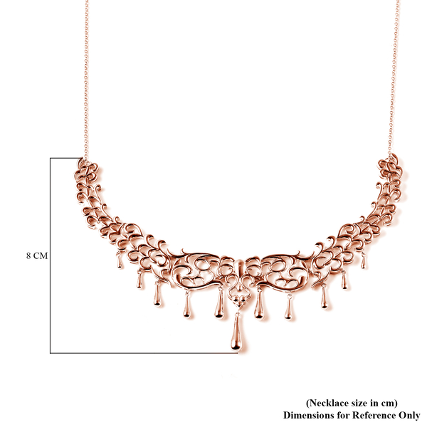 LucyQ Drip Collection - Rose Gold Overlay Sterling Silver Necklace (Size 16 with 2 inch Extender), Silver wt 34.00 Gms