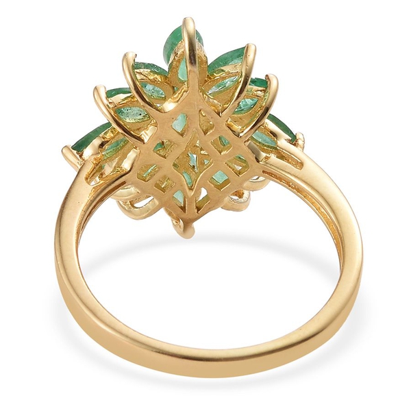 Kagem Zambian Emerald (Mrq) Floral Ring in 14K Gold Overlay Sterling Silver 1.850 Ct.