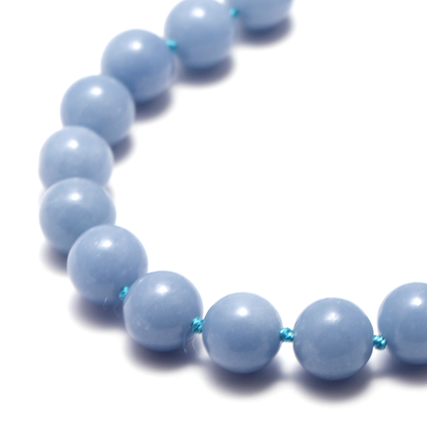 Angelite Beads Necklace (Size 20) with T Bar Lock in Rhodium Overlay Sterling Silver 348.50 Ct.